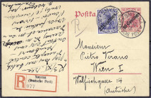 Briefmarken/Briefe/Postkarten der Kolonien und Nebengebiete
Deutsche Post in der Türkei
Ganzsachen
1913, 10 C-Aufdrucksache mit 25 C Zusatzfrankatu...