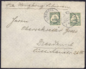 Briefmarken/Briefe/Postkarten der Kolonien und Nebengebiete
Deutsch-Neuguinea
5 Pf. Freimarken 1900, zwei Werte sauber entwertet auf Brief ,,RABAUL ...