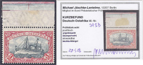 Briefmarken/Briefe/Postkarten der Kolonien und Nebengebiete
Deutsch-Ostafrika
3 R. rot/grünschwarz 1908, postfrische Luxuserhaltung, der Oberrand bl...