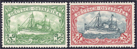 Briefmarken/Briefe/Postkarten der Kolonien und Nebengebiete
Deutsch-Ostafrika
2 Rupien und 3 Rupien Freimarken 1905/1920, postfrische Luxuserhaltung...