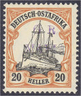 Briefmarken/Briefe/Postkarten der Kolonien und Nebengebiete
Deutsch-Ostafrika
Britische Besetzung (Mafia)
20 HELLER dunkelorange/gelbschwarz auf he...