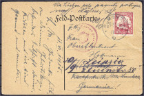 Briefmarken/Briefe/Postkarten der Kolonien und Nebengebiete
Deutsch-Ostafrika
Kriegspost
13.11.1915 Mombo Deutsch-Ostafrika, schöner Abschlag auf K...
