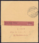 Briefmarken/Briefe/Postkarten der Kolonien und Nebengebiete
Deutsch-Ostafrika
Notmaßnahmen
DARESSALAM 5.6.15, Streifband nach Tabora mit lilarotem ...