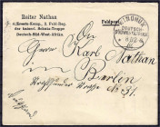 Briefmarken/Briefe/Postkarten der Kolonien und Nebengebiete
Deutsch-Südwestafrika
Feldpost-Vordruckbrief 8.12.04 ,,Reiter Nathan/1. Ersatz-Komp., 2....