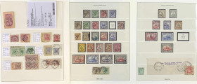 Briefmarken/Briefe/Postkarten der Kolonien und Nebengebiete
Deutsch-Südwestafrika
1892-1906, Sammlung auf Vordruckblättern mit diversen Vorläufer -u...