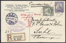 Briefmarken/Briefe/Postkarten der Kolonien und Nebengebiete
Deutsch-Südwestafrika
20 Pf. Mischfrankatur mit 5 Pf. Südwest-Afrika auf R-Karte aus ,,K...