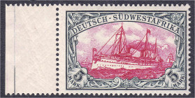 Briefmarken/Briefe/Postkarten der Kolonien und Nebengebiete
Deutsch-Südwestafrika
5 Mark grünschwarz/bräunlichkarmin 1901, ohne Wasserzeichen in pos...