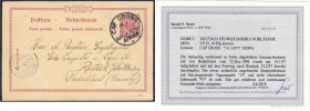 Briefmarken/Briefe/Postkarten der Kolonien und Nebengebiete
Deutsch-Südwestafrika
Ganzsachen
CAP CROSS 14.1.(97), schöne Ganzsachenkarte 10 Pf. Kro...