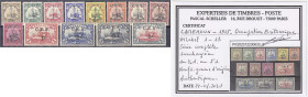 Briefmarken/Briefe/Postkarten der Kolonien und Nebengebiete
Kamerun
1/2 auf 3 Pf. - 5 s auf 5 M. Freimarken (Britische Besetzung) 1915, kompletter S...