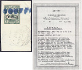 Briefmarken/Briefe/Postkarten der Kolonien und Nebengebiete
Kamerun
5 Pf. Schiff auf größerem Briefstück mit Elfenbeinstempel ,,SOUFFLAY" und handsc...
