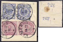 Briefmarken/Briefe/Postkarten der Kolonien und Nebengebiete
Kamerun
Vorläufer
2 M. Ziffer im Oval und 20 Pf. Krone/Adler (Vorläufer) 1890/1891, je ...
