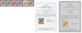 Briefmarken/Briefe/Postkarten der Kolonien und Nebengebiete
Karolinen
3 Pf. - 50 Pf. Krone/Adler (Aufdruck 48°) 1899/1900, kompletter Satz in ungebr...