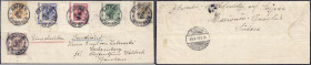 Briefmarken/Briefe/Postkarten der Kolonien und Nebengebiete
Karolinen
3 Pf. - 50 Pf. Krone/Adler 1899/1900, kompletter Satzbrief mit echter Entwertu...