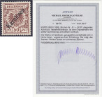 Briefmarken/Briefe/Postkarten der Kolonien und Nebengebiete
Karolinen
50 Pf. Freimarke 1899/1900, ungebraucht mit Falz, Aufdruck 48°. Die Marke ist ...