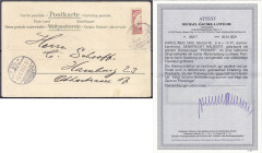 Briefmarken/Briefe/Postkarten der Kolonien und Nebengebiete
Karolinen
10 Pf. Kaiseryacht senkrecht halbiert 1905, linke Hälfte mit Dienstsiegelentwe...