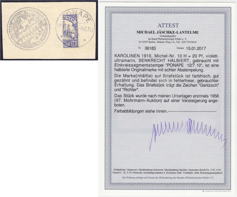 Briefmarken/Briefe/Postkarten der Kolonien und Nebengebiete
Karolinen
20 Pf./1...