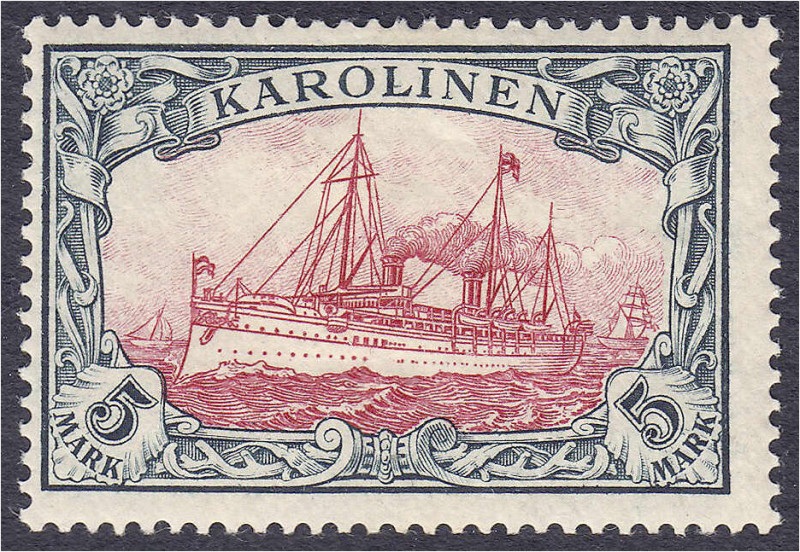 Briefmarken/Briefe/Postkarten der Kolonien und Nebengebiete
Karolinen
5 Mark g...