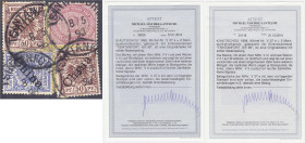 Briefmarken/Briefe/Postkarten der Kolonien und Nebengebiete
Kiautschou
Vorläufer
2 M., 20 Pf. und 50 Pf. Vorläufer 1898, die 2 Mark dunkelkarminrot...