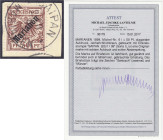 Briefmarken/Briefe/Postkarten der Kolonien und Nebengebiete
Marianen
50 Pf. Freimarke 1899, diagonale Aufdruck, entwertet mit dem Einkreisstempel ,,...