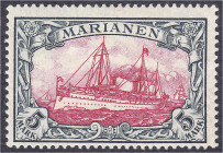 Briefmarken/Briefe/Postkarten der Kolonien und Nebengebiete
Marianen
5 Mark 1901, ohne Wasserzeichen, ungebraucht mit Falz. Mi. 200,-€ Michel 19.