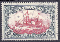 Briefmarken/Briefe/Postkarten der Kolonien und Nebengebiete
Marianen
5 Mark Kaiseryacht 1901, tadellos in gestempelter Luxuserhaltung, ohne Wasserze...