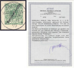 Briefmarken/Briefe/Postkarten der Kolonien und Nebengebiete
Marshall-Inseln
5 Pf. Reichspost (Krone/Adler) 1899, zentrisch gestempelt auf Briefstück...