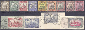 Briefmarken/Briefe/Postkarten der Kolonien und Nebengebiete
Samoa
3 Pf. - 5 M. Freimarken 1900/1901, kompletter Satz in gestempelter Erhaltung, ohne...