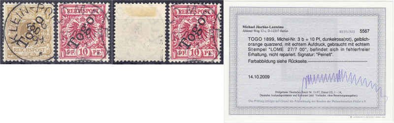 Briefmarken/Briefe/Postkarten der Kolonien und Nebengebiete
Togo
3 Pf. hellock...