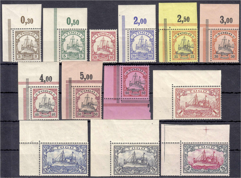 Briefmarken/Briefe/Postkarten der Kolonien und Nebengebiete
Togo
3 Pf. - 5 M. ...