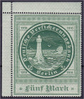 Briefmarken/Briefe/Postkarten der Kolonien und Nebengebiete
Deutsche Schiffspost im Ausland
5 Mark Deutsche Versicherungsbank (Ozean-Reederei) 1916,...