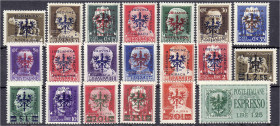 Briefmarken/Briefe/Postkarten der Kolonien und Nebengebiete
Deutsche Besetzungsausgaben 1939/1945
Laibach
5 C - 50 L auf 1,75 L Freimarken 1944, ko...