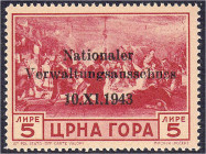 Briefmarken/Briefe/Postkarten der Kolonien und Nebengebiete
Deutsche Besetzungsausgaben 1939/1945
Montenegro
5 L. Flugpostmarke 1943, postfrische E...