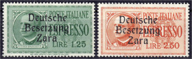 Briefmarken/Briefe/Postkarten der Kolonien und Nebengebiete
Deutsche Besetzungsausgaben 1939/1945
Zara
1.25 und 2.50 Freimarken 1943, postfrische E...