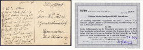 Briefmarken/Briefe/Postkarten der Kolonien und Nebengebiete
Marine Schiffspost
1914/19, Feldpostkarte von S.M.S. ,,Cormoran" (ex russischer Dampfer ...