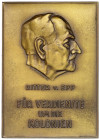 Varia-Kolonien und Nebengebiete
-1
Rechteckige bronzierte Aluplakette o.J. von Ruckteschel. Ritter v. Epp. Für Verdienste um die Kolonien. 84 x 120 ...