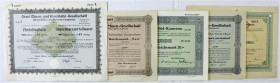 Varia-Kolonien und Nebengebiete
-1
5 versch. histor. Wertpapiere: Otavi Minen- und Eisenbahn-Ges., Kaoko-Land- und Minen-Ges. 10 und 100 RM, Gesells...