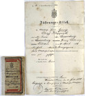 Varia-Kolonien und Nebengebiete
Deutsch-Ostafrika
Militärpass von 1886 und Führungs-Attest von 1888 des Matrosen Hans Heinrich Ludolph Klapproth. Di...