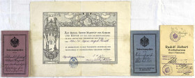 Varia-Kolonien und Nebengebiete
Deutsch-Südwestafrika
4 Dokumente: Zivilversorgungsscheine für Albert Lier und Friedrich Kujath, Ovambo-Reisepass 19...