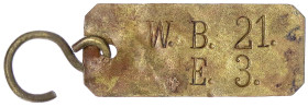 Varia-Kolonien und Nebengebiete
Deutsch-Südwestafrika
Messing Koffermarke der Schiffslinie Woermann-Brock in Swakopmund. 54 x 23 mm. sehr schön