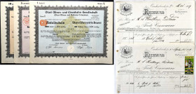 Varia-Kolonien und Nebengebiete
Deutsch-Südwestafrika
3 Anteilscheine, Berlin 12.9.1921, über 1, 5 und 10 Anteile von je 1 Pfund Sterling der Otavi ...