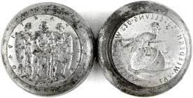 Varia-Kolonien und Nebengebiete
Sonstige deutsche Einflüsse im Ausland
Prägestempelpaar (Matrizen) zur Medaille 1940 von Karl Goetz. Dreierpakt Deut...