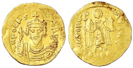 Byzantinische Goldmünzen
Kaiserreich
Focas, 602-610
Solidus 602/610, Constantinopel, 5. Offizin. 4,47 g. sehr schön. Sear 620.