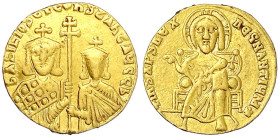 Byzantinische Goldmünzen
Kaiserreich
Basilius I. Macedonicus, 867-886
Solidus 867/886, Constantinopel. Büsten Basilius und Constantin v.v. mit Dopp...