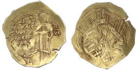Byzantinische Goldmünzen
Kaiserreich
Andronicus II., allein, 1282-1295
Hyperpyron 1282/1295, Constantinopel. Kaiser kniet vor stehendem Christus un...