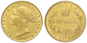 Ausländische Goldmünzen und -medaillen
Australien
Victoria, 1837-1901
Sovereign 1870 mit AUSTRALIA. 7,99 g. 917/1000. sehr schön, kl. Randfehler. K...