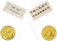Ausländische Goldmünzen und -medaillen
China
Volksrepublik, seit 1949
50 Yuan 1995. Hüftbild eines Pandas mit Bambuszweig. 1/2 Unze Feingold. Small...