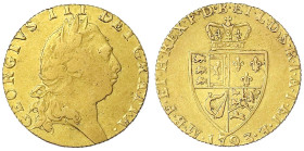 Ausländische Goldmünzen und -medaillen
Grossbritannien
George III., 1760-1820
Spade-Guinea 1793, fifth head. 8,37 g. 917/1000. sehr schön. Spink. 3...