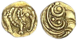 Ausländische Goldmünzen und -medaillen
Indien-Gangas von Talakad
Fanam vor 1327. Elefant/Ornament. 0,31 g. sehr schön/vorzüglich. Mitchiner 703.