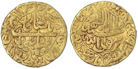 Ausländische Goldmünzen und -medaillen
Indien-Moghulreich
Shah Jahan, 1628-1658 (AH 1037-1068)
Mohur AH 1056, Jahr 20 = 1646, Akbarabad. 10,54 g. f...