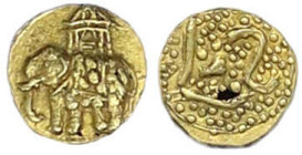 Ausländische Goldmünzen und -medaillen
Indien-Mysore
Fanam um 1700. Elefant l. mit Sänfte auf dem Rücken. 0,31 g. vorzüglich